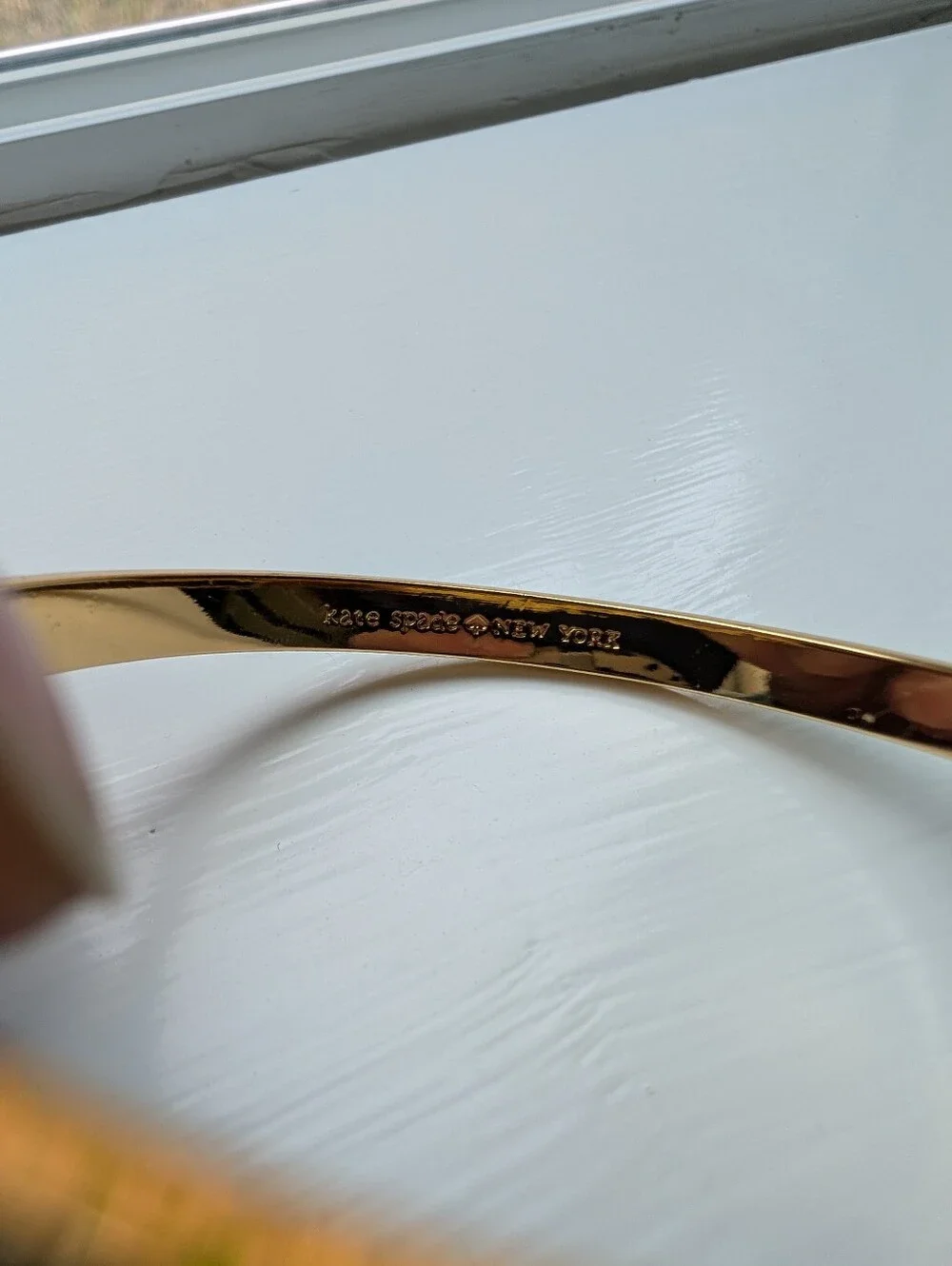Kate Spade Take A bow Aqua and Gold Enamel Bangle Bracelet - Picture 4 of 5
